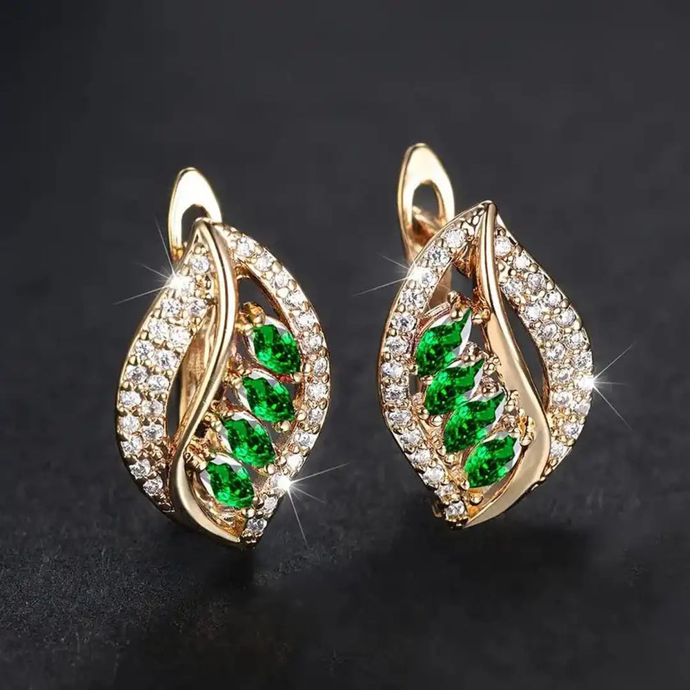 Shimmering Leaf Emerald Earrings — image 2