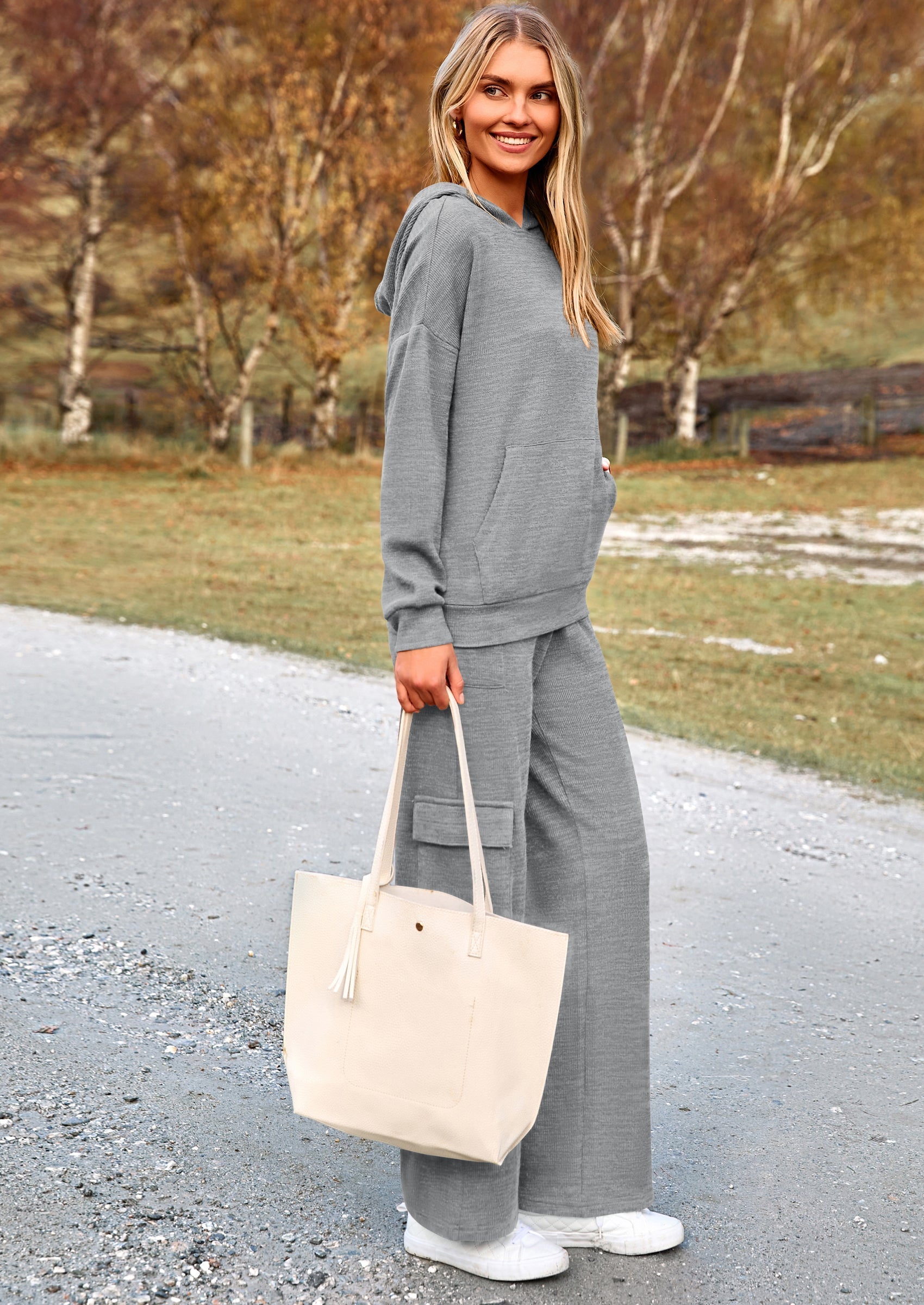 Osonn 2 Piece Sets For Women Fall Sweatsuits Outfits Lounge Matching Hoodie Set Travel Track Suits Winter Clothes