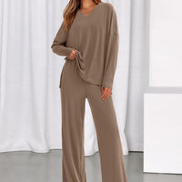 Osonn 2 Piece Lounge Sets for Women Fall Outfits Casual Loose Long Sleeve Tops Wide Leg Pants Matching Pajama Set