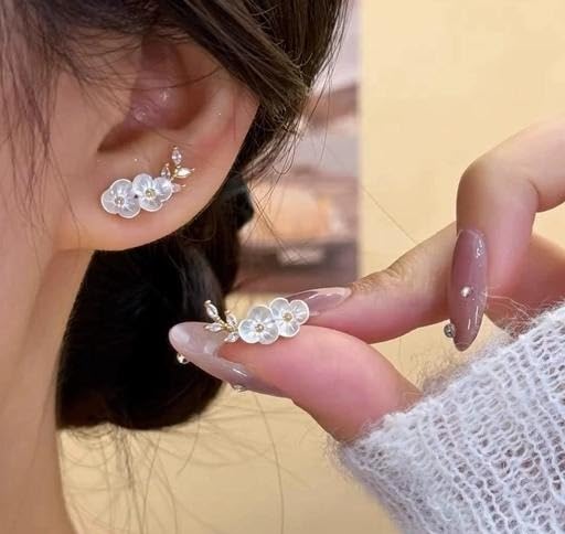Crystal White Blossom Earrings — image 1