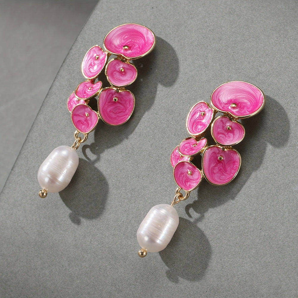 Enamel Pearl Flower Earrings — image 2