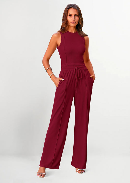 Osonn Women's Summer 2 Piece Loungewear Set Cropped Tank Top Wide Leg Sweatpants Tracksuit Casual Outfits