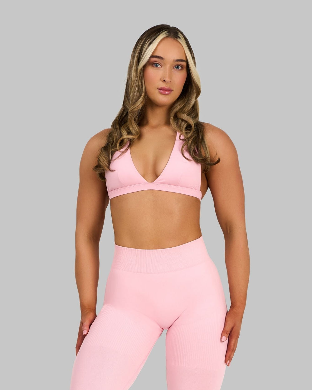 Elevate™ Sculpting Seamless V-Neck Halter Bra | Cotton Pink