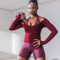 Elevate™ Sculpting Seamless V-Neck Top | Merlot