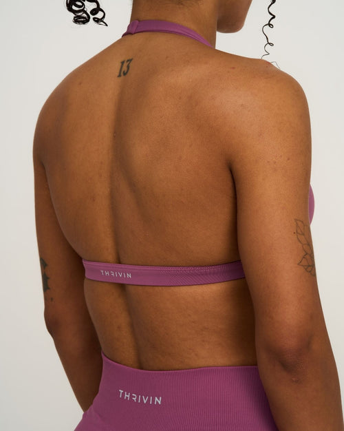 Elevate™ Sculpting Seamless V-Neck Halter Bra | Orchid Mauve