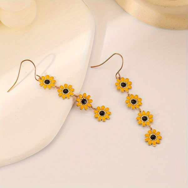 Classic Elongated Sunflower Earrings — image 1
