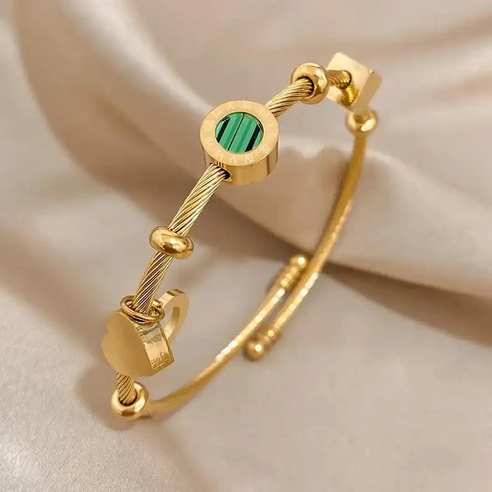 Gold Emerald Charm Bracelet — image 2