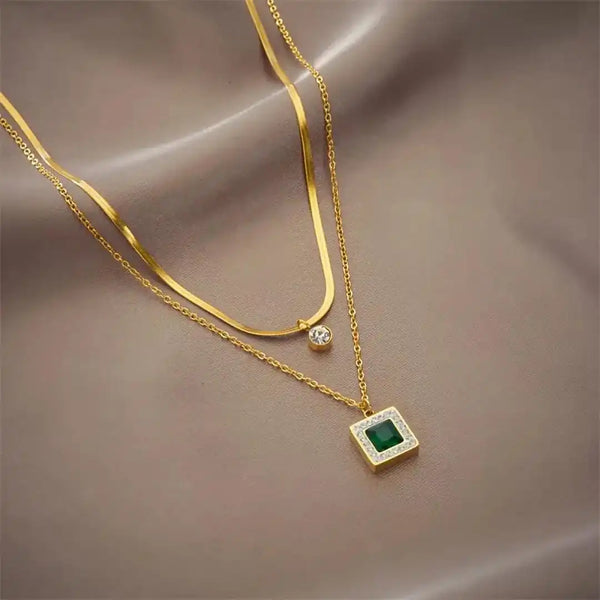 Emerald Layered Double Gold Necklace — image 1