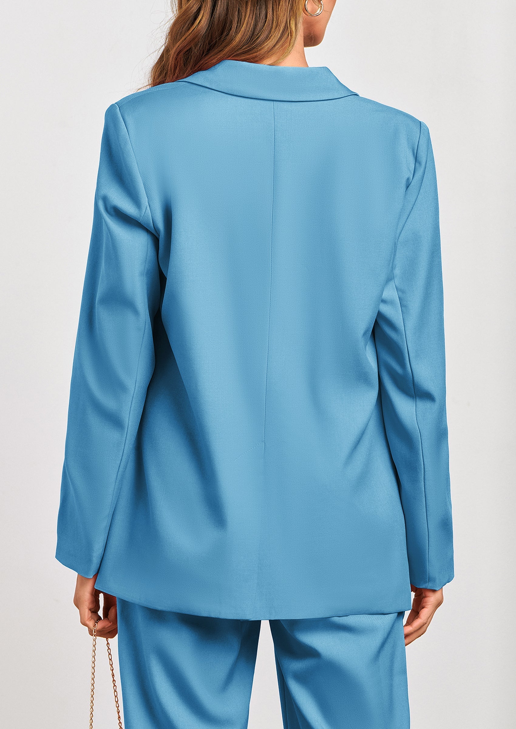 Osonn Women's Fall Two Piece Outfits Dressy Blazer Jacket and Wide Leg Pants Pockets Business Casual Office Suit Sets