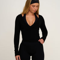The Essential Collection Wrap Top | Night Black
