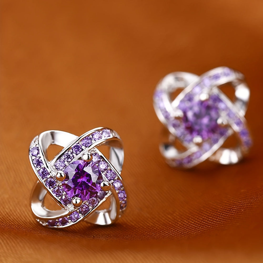 Vintage Purple Rhinestone Earrings — image 2
