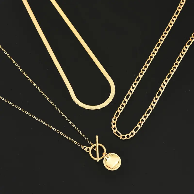 Savira Textured Coin Layered Gold Necklace — image 3