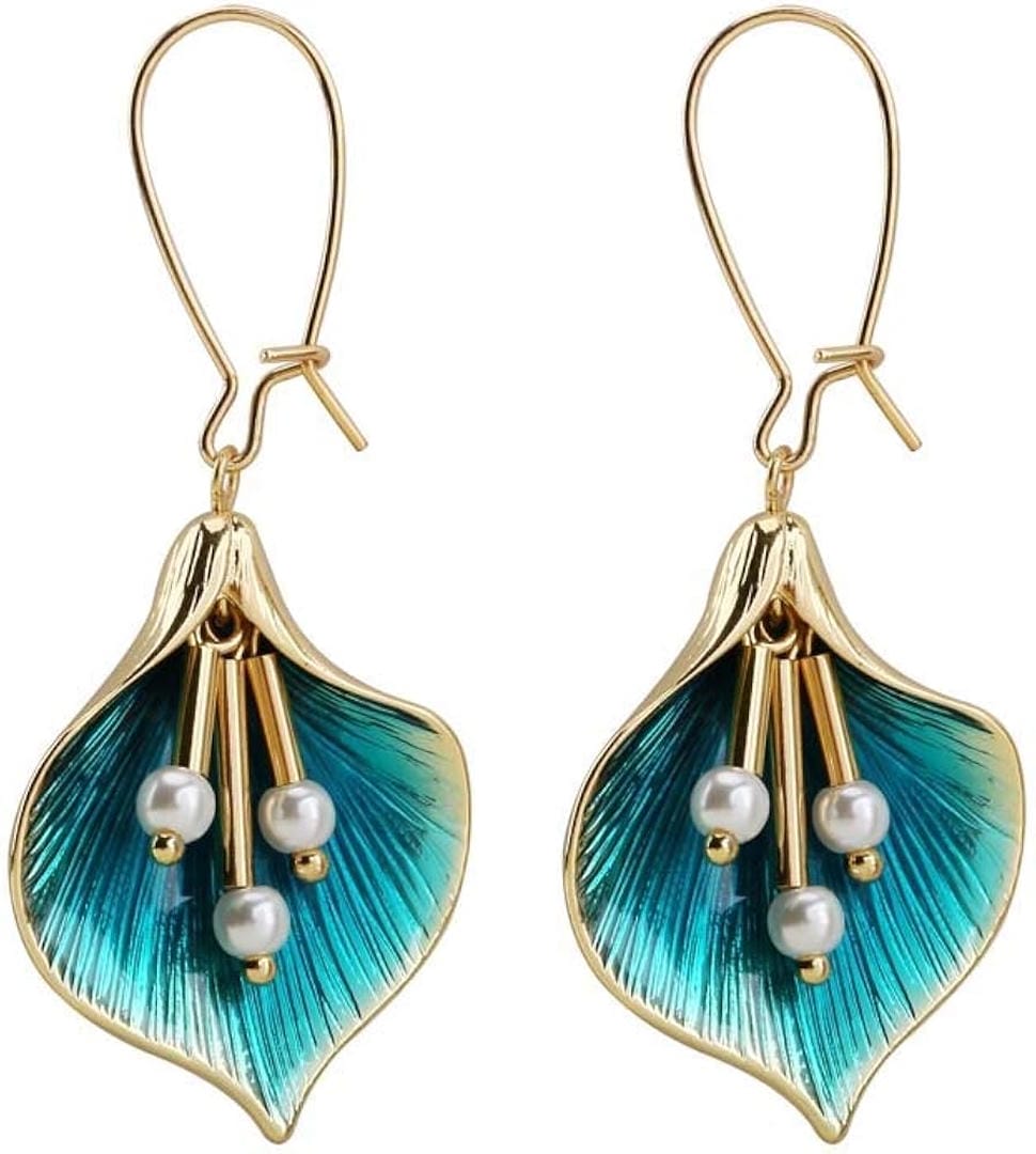 Vintage Blue Lotus Silver Earrings — image 2