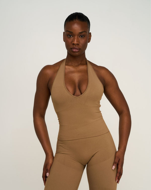 Elevate™ Sculpting Seamless Halterneck Top | Toffee