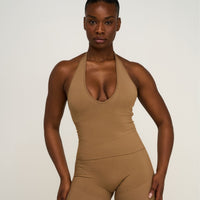 Elevate™ Sculpting Seamless Halterneck Top | Toffee