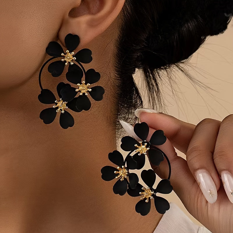 Timeless Black Flower Earrings — image 2