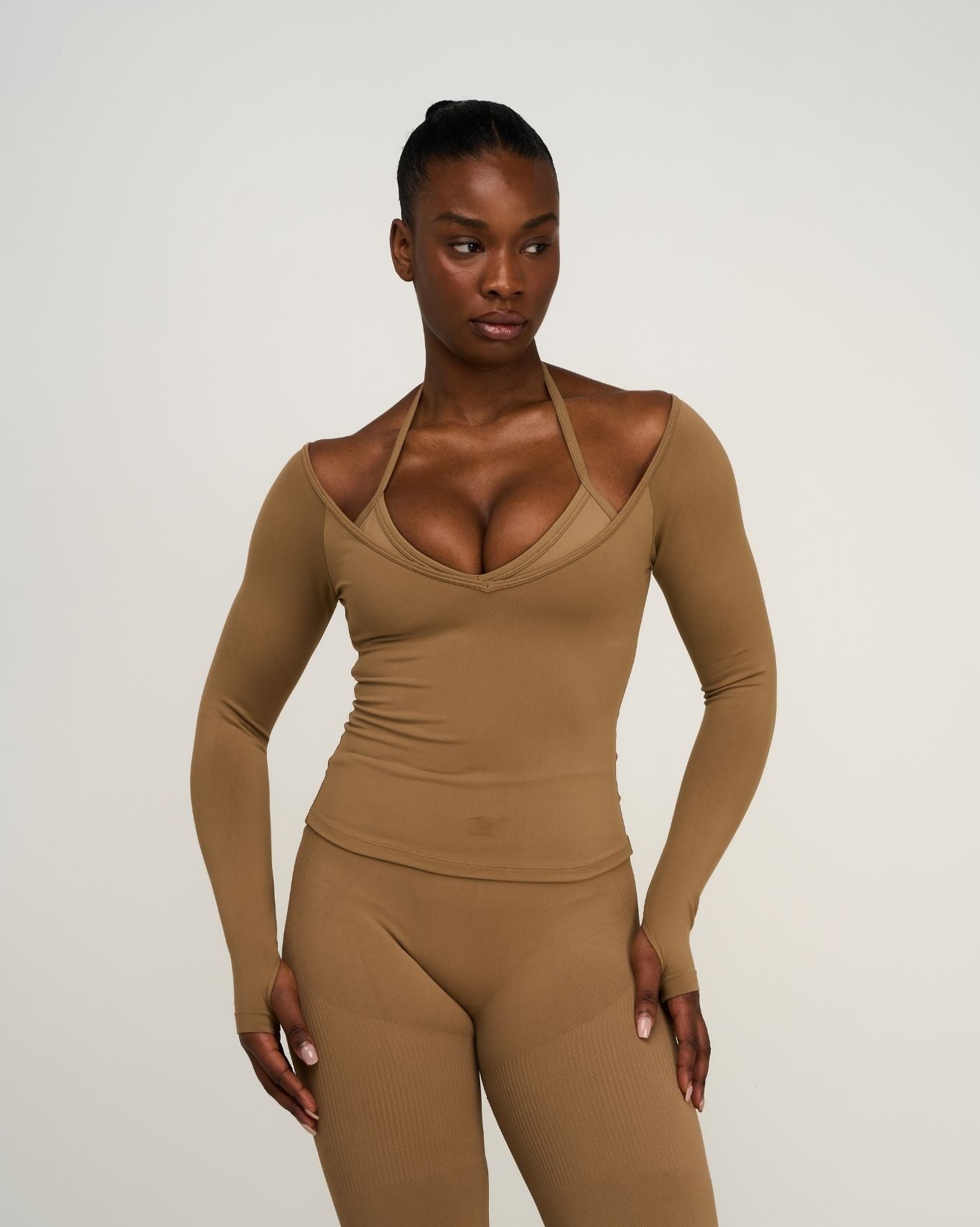 Elevate™ Sculpting Seamless V-Neck Top | Toffee