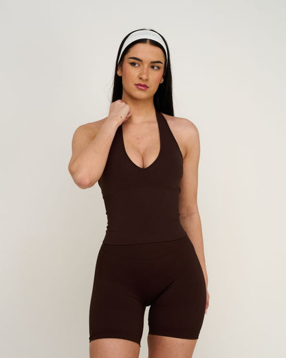 Elevate™ Sculpting Seamless Halterneck Top | Coffee