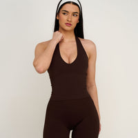 Elevate™ Sculpting Seamless Halterneck Top | Coffee