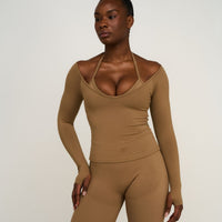Elevate™ Sculpting Seamless V-Neck Top | Toffee