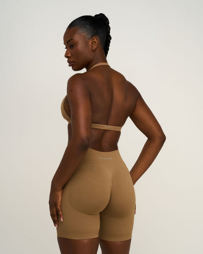 Elevate™ Sculpting Seamless V-Neck Halter Bra | Toffee