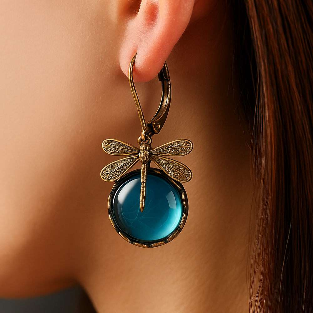 Spherical Dragonfly Antique Earrings — image 5