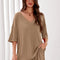 Osonn Womens 2 Piece Sets Oversized Vneck Half Sleeve Tops Shorts Lounge Set Casual Summer Travel Beach Outfits