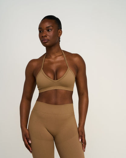 Elevate™ Sculpting Seamless Adjustable Halter Bra | Toffee
