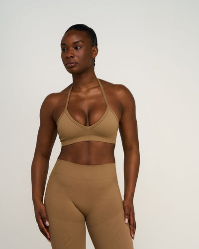 Elevate™ Sculpting Seamless Adjustable Halter Bra | Toffee