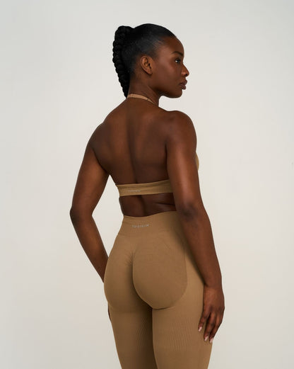 Elevate™ Sculpting Seamless Adjustable Halter Bra | Toffee