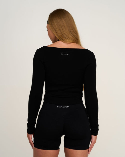 The Essential Collection Wrap Top | Night Black