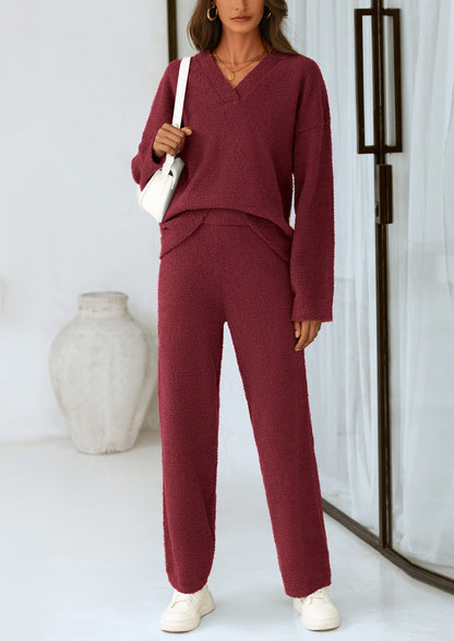 Osonn Lounge Sets for Women Two Piece Sweaters Pajama Set Fall Fashion Loungewear Outfits Matching Winter Clothes