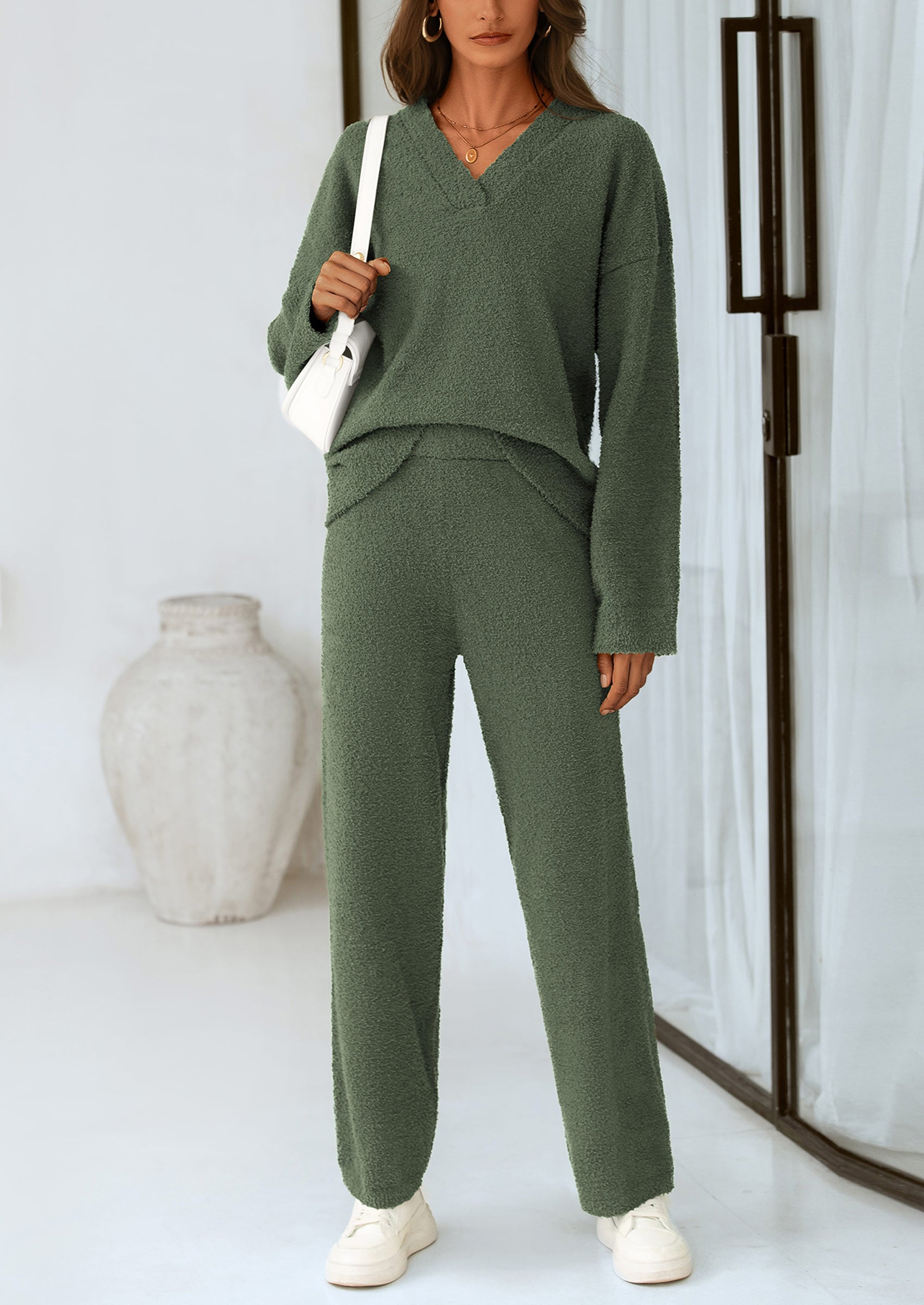 Osonn Lounge Sets for Women Two Piece Sweaters Pajama Set Fall Fashion Loungewear Outfits Matching Winter Clothes