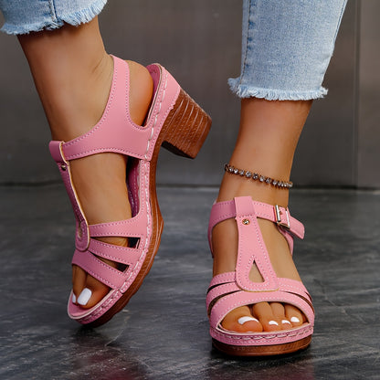 Bohemian Style Women'S Wedge Sandals - Comfortable PU Cover, Open Toe, Buckle Strap, Heart Detail, Versatile for Beach & Travel, Black & White Design, Strappy Sandals