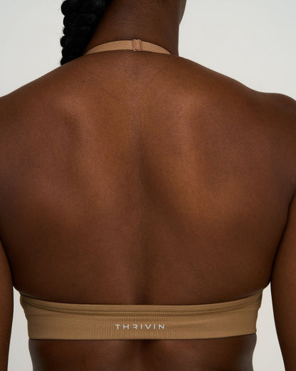 Elevate™ Sculpting Seamless Adjustable Halter Bra | Toffee