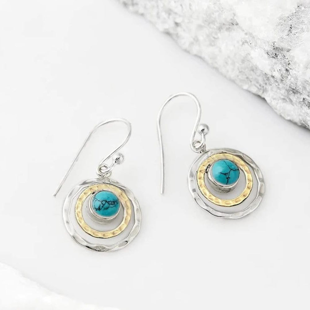 Boho Saturn Earrings Turquoise and Gold — image 2