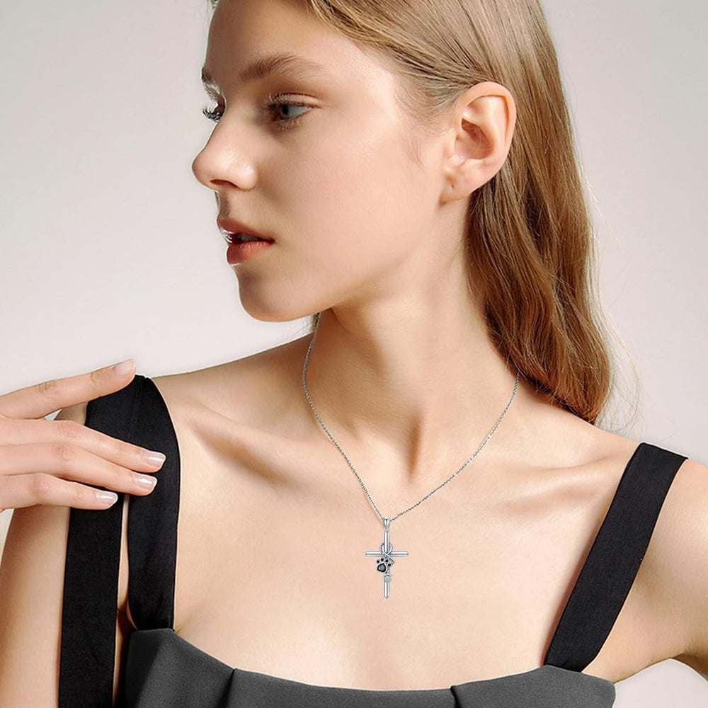 Paw Cross Pendant Necklace — image 3
