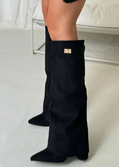 Botas altas de camurça de camurça Lavista - preto