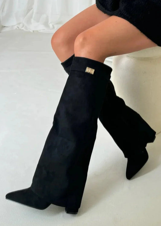 Botas altas de camurça de camurça Lavista - preto
