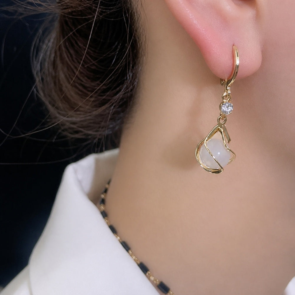 Opal Golden Dangling Earrings — image 2