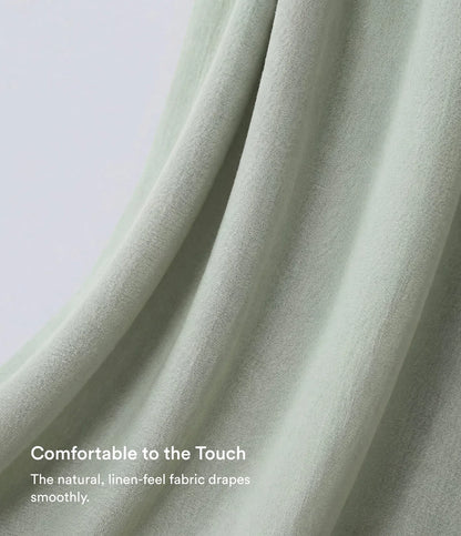 High Waisted Drawstring Pocket Wide Leg Casual Linen-Feel Pants