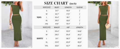 Osonn Summer 2 Piece Sets for Women Going Out Casual Cap Sleeve Crop Tops Ruched Maxi Long Skirts Spring Outfits