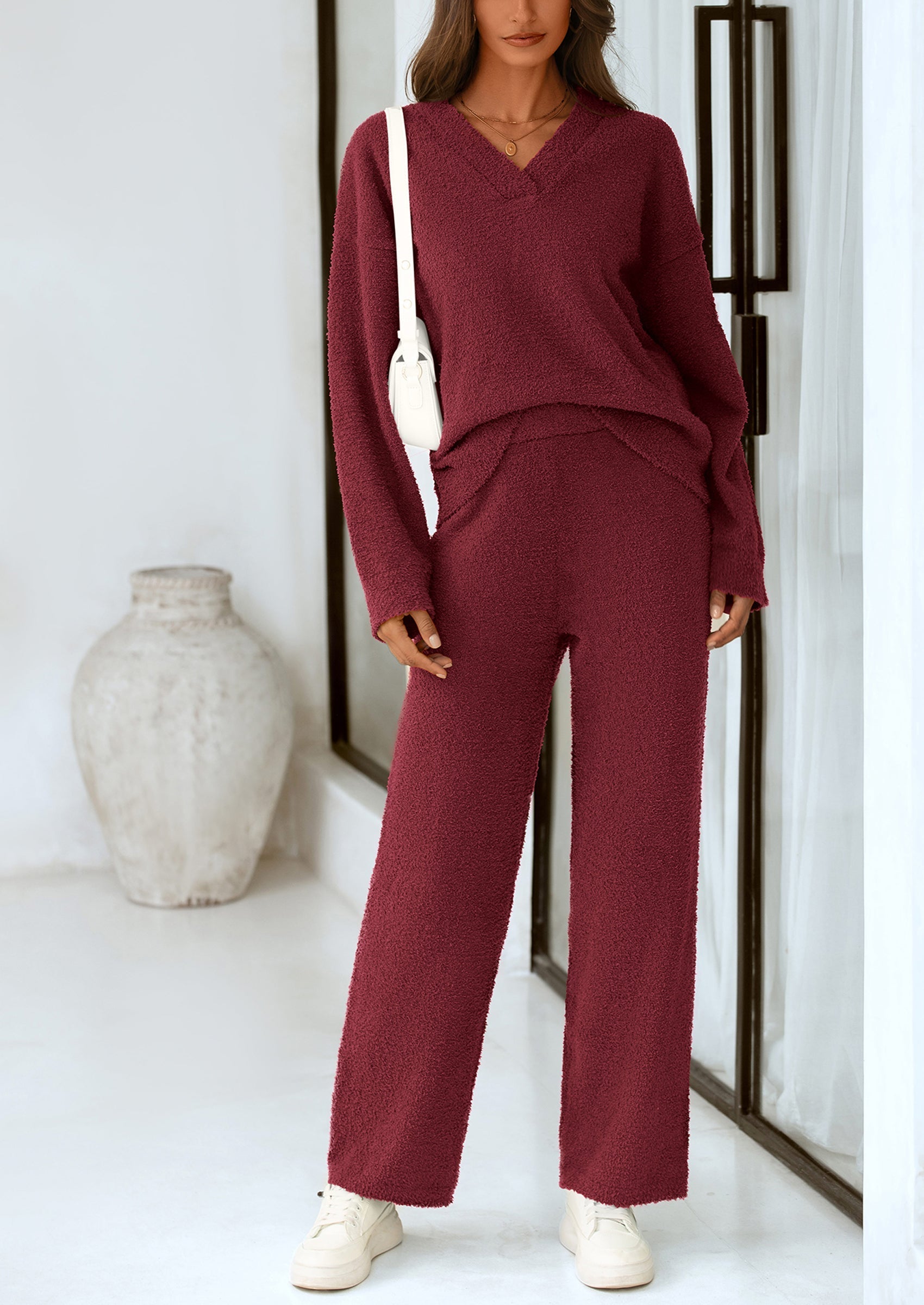 Osonn Lounge Sets for Women Two Piece Sweaters Pajama Set Fall Fashion Loungewear Outfits Matching Winter Clothes