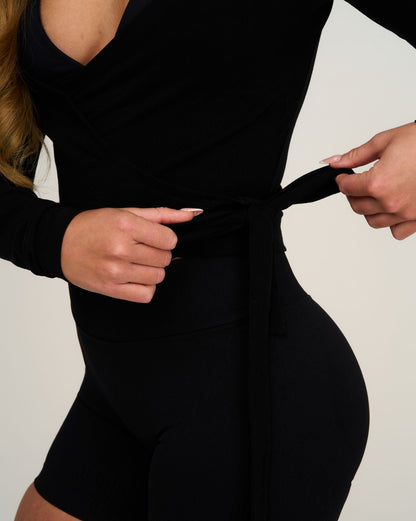 The Essential Collection Wrap Top | Night Black