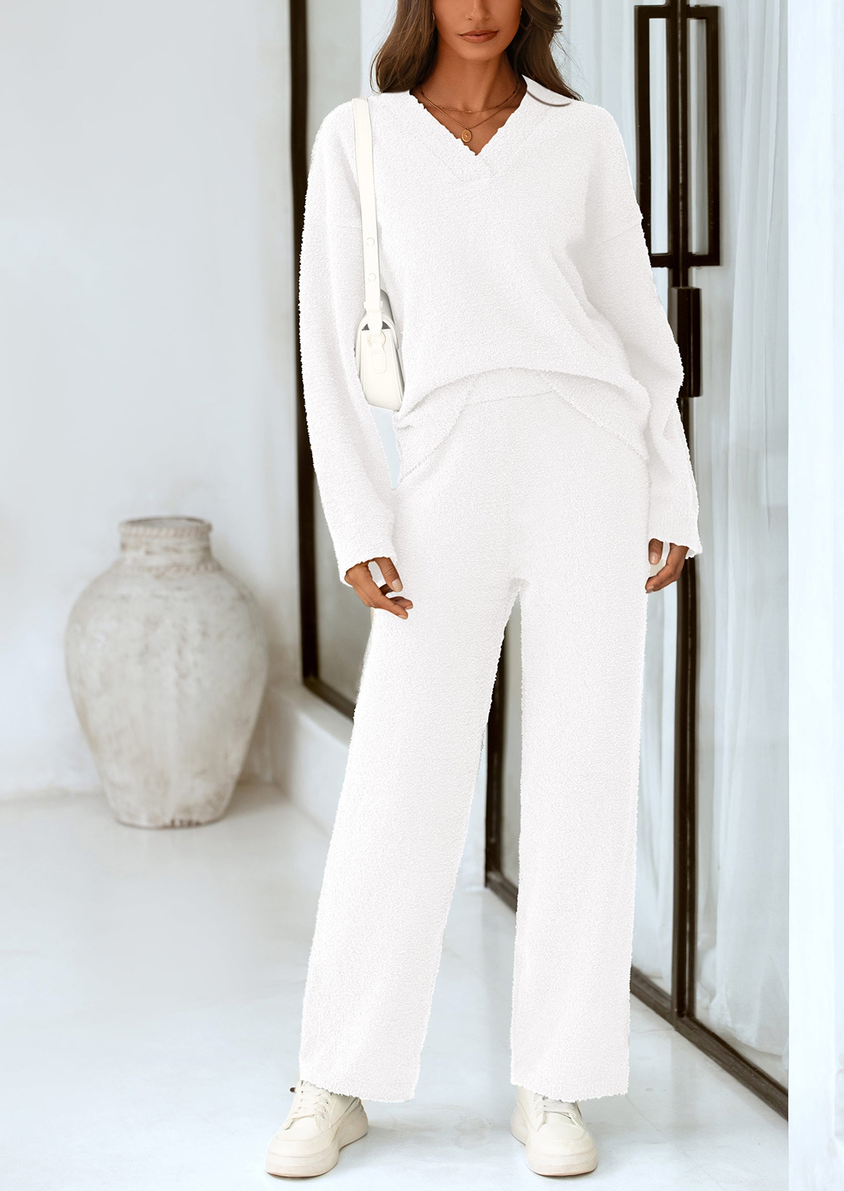 Osonn Lounge Sets for Women Two Piece Sweaters Pajama Set Fall Fashion Loungewear Outfits Matching Winter Clothes