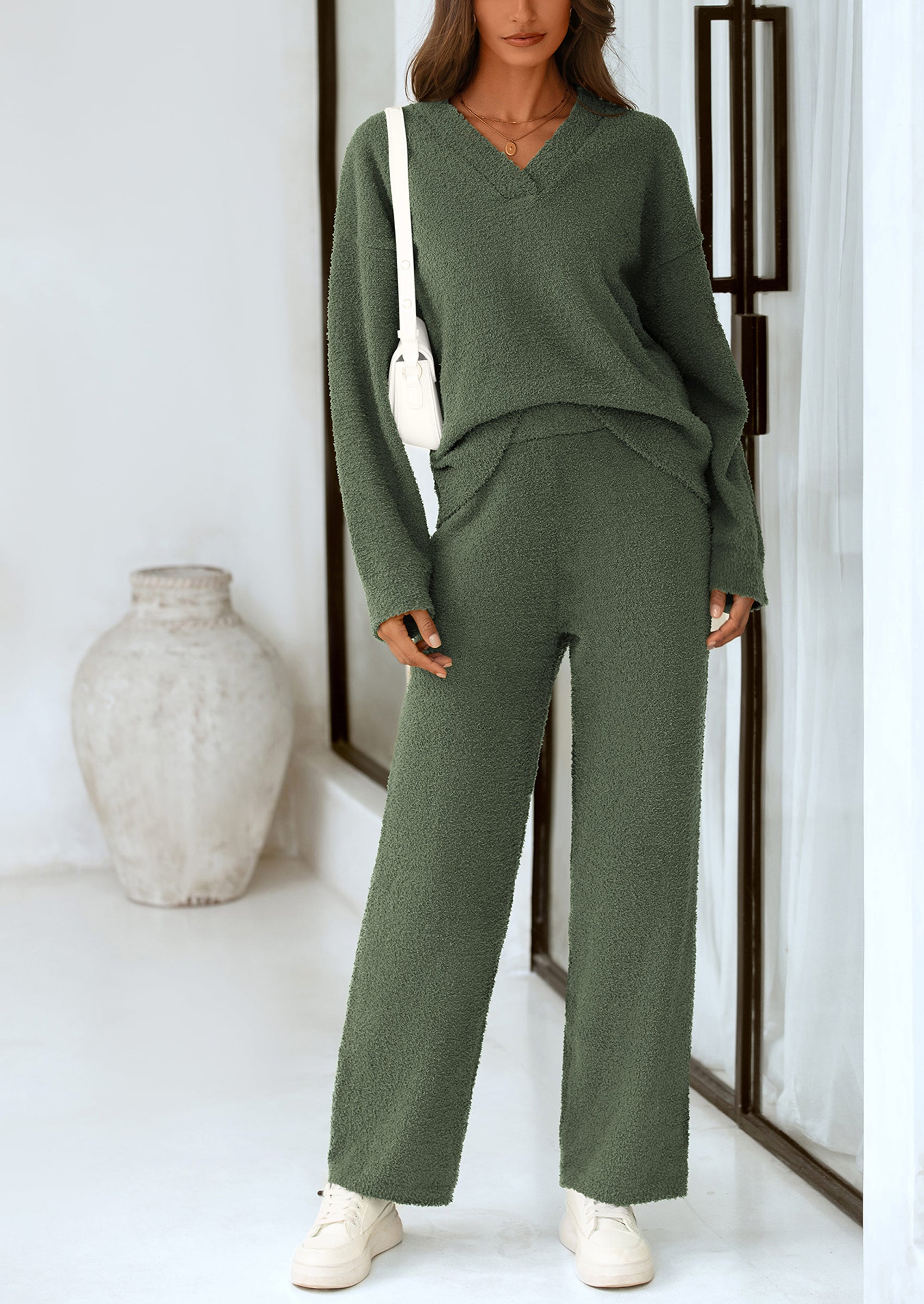 Osonn Lounge Sets for Women Two Piece Sweaters Pajama Set Fall Fashion Loungewear Outfits Matching Winter Clothes
