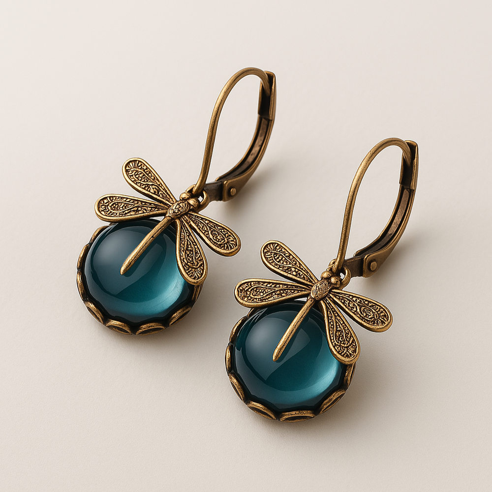 Vintage Dragonfly Gold Earrings — image 3