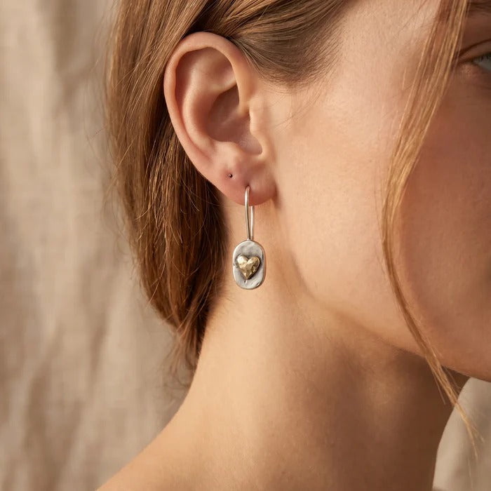 Vintage Silver Golden Heart Earrings — image 2