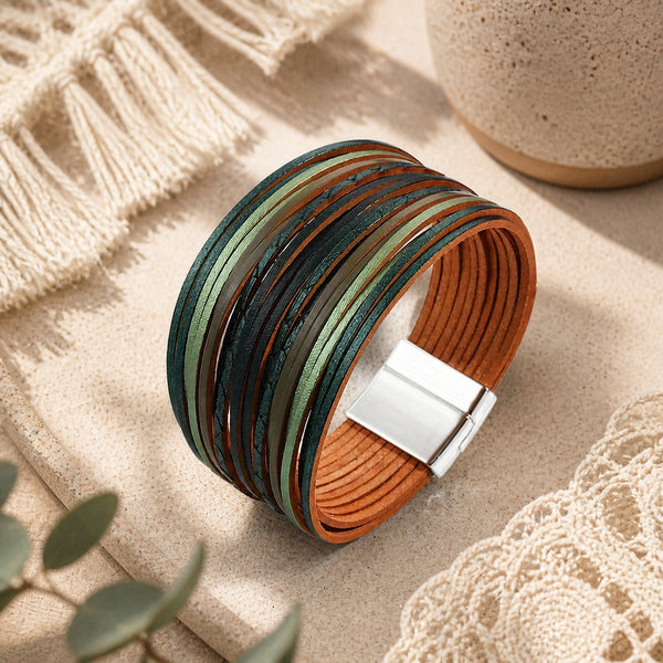 Bohemian Leather Wrap Bracelet — image 1