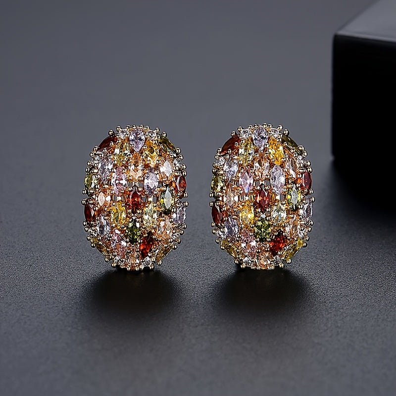 Shiny Inlaid Zirconia Earrings — image 1